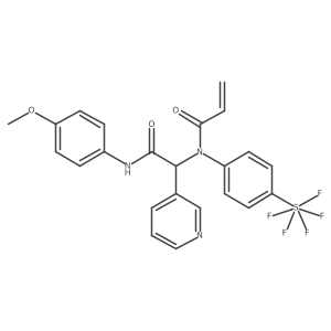 N-{[(4-methoxyphenyl)carbamoyl](pyridin-3-yl)methyl}-N-[4-(pentafluoro-lambda6-sulfanyl)phenyl]prop-2-enamide Structure
