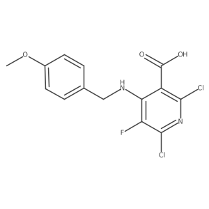 2,6-Dichloro-5-fluoro-4-((4-methoxybenzyl)amino)nicotinic acid Structure