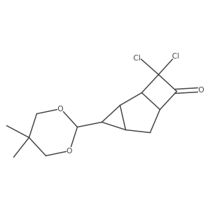 Tricyclo[4.2.0.02,4]octan-7-one, 8,8-dichloro-3-(5,5-dimethyl-1,3-dioxan-2-yl)-, (1I+/-,2I(2),3I+/-,4I(2),6I+/-)- Structure