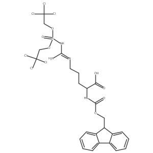 (S)-2-((((9H-Fluoren-9-yl)methoxy)carbonyl)amino)-5-(3-(bis(2,2,2-trichloroethoxy)phosphoryl)guanidino)pentanoic acid Structure