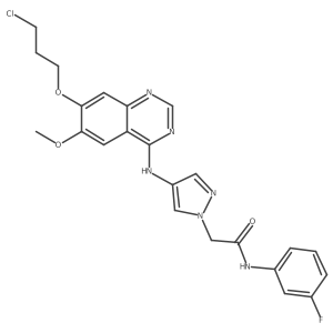 2-(4-{[7-(3-Chloropropoxy)-6-methoxyquinazolin-4-yl]amino}-1h-pyrazol-1-yl)-n-(3-fluorophenyl)acetamide结构式