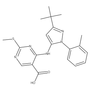 4-(3-Tert-butyl-1-o-tolyl-1h-pyrazol-5-ylamino)-2-(methylthio)pyrimidine-5-carboxylic acid Structure