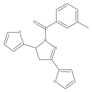 (3,5-di(furan-2-yl)-4,5-dihydro-1H-pyrazol-1-yl)(m-tolyl)methanone Structure