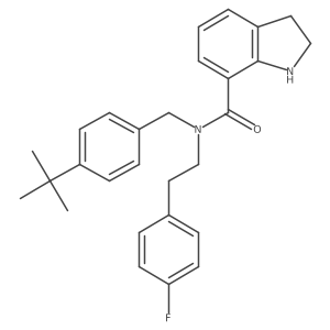 1h-Indole-7-carboxamide,n-[[4-(1,1-dimethylethyl)phenyl]methyl]-n-[2-(4-fluorophenyl)ethyl]-2,3-dihydro-结构式