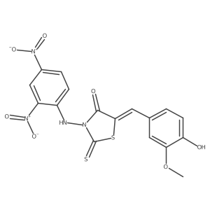 (E)-3-((2,4-dinitrophenyl)amino)-5-(4-hydroxy-3-methoxybenzylidene)-2-thioxothiazolidin-4-one结构式