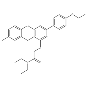 2-((2-(4-ethoxyphenyl)-7-methyl-5H-chromeno[2,3-d]pyrimidin-4-yl)thio)-N,N-diethylacetamide Structure