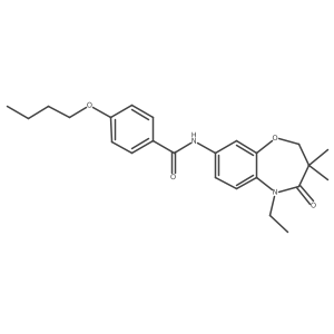 4-butoxy-N-(5-ethyl-3,3-dimethyl-4-oxo-2,3,4,5-tetrahydrobenzo[b][1,4]oxazepin-8-yl)benzamide结构式