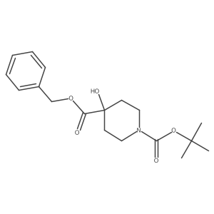 4-Benzyl 1-(tert-butyl) 4-hydroxypiperidine-1,4-dicarboxylate结构式