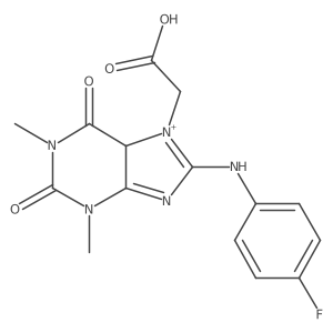 2-[8-(4-fluoroanilino)-1,3-dimethyl-2,6-dioxo-5H-purin-7-ium-7-yl]acetic acid结构式