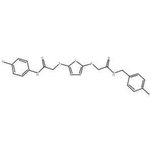 2-{[5-({2-[(4-fluorobenzyl)amino]-2-oxoethyl}sulfanyl)-1,3,4-thiadiazol-2-yl]sulfanyl}-N-(4-fluorophenyl)acetamide结构式