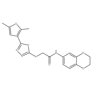 N-(2,3-dihydrobenzo[b][1,4]dioxin-6-yl)-2-((5-(2,5-dimethylfuran-3-yl)-1,3,4-oxadiazol-2-yl)thio)acetamide结构式