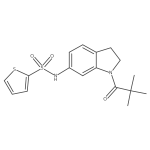 N-(1-pivaloylindolin-6-yl)thiophene-2-sulfonamide结构式
