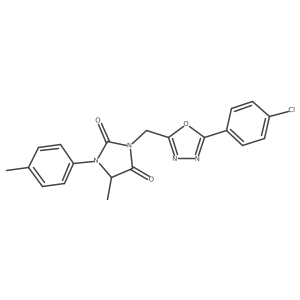 3-[[5-(4-Chlorophenyl)-1,3,4-oxadiazol-2-yl]methyl]-5-methyl-1-(4-methylphenyl)-2,4-imidazolidinedione结构式