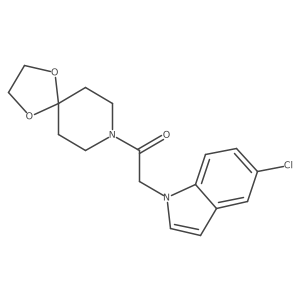 O=C(Cn1ccc2cc(Cl)ccc21)N1CCC2(CC1)OCCO2结构式