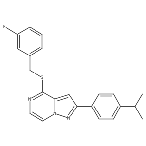 4-[(3-Fluorobenzyl)thio]-2-(4-isopropylphenyl)pyrazolo[1,5-a]pyrazine Structure