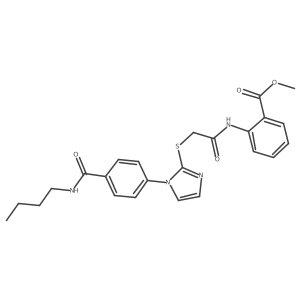 methyl 2-(2-((1-(4-(butylcarbamoyl)phenyl)-1H-imidazol-2-yl)thio)acetamido)benzoate Structure