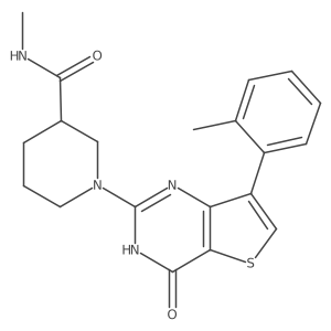 N-methyl-1-(4-oxo-7-(o-tolyl)-3,4-dihydrothieno[3,2-d]pyrimidin-2-yl)piperidine-3-carboxamide结构式