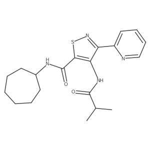 N-cycloheptyl-4-(isobutyrylamino)-3-pyridin-2-ylisothiazole-5-carboxamide结构式