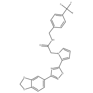 2-{2-[3-(1,3-benzodioxol-5-yl)-1,2,4-oxadiazol-5-yl]-1H-pyrrol-1-yl}-N-[4-(trifluoromethyl)benzyl]acetamide结构式