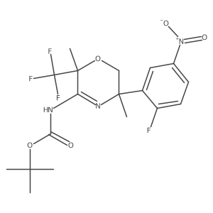[(2R,5R)-(2-Fluoro-5-nitro-phenyl)-2,5-dimethyl-2-trifluoromethyl-5,6-dihydro-2H-[1,4]oxazin-3-yl]-carbamic acid tert-butyl ester Structure