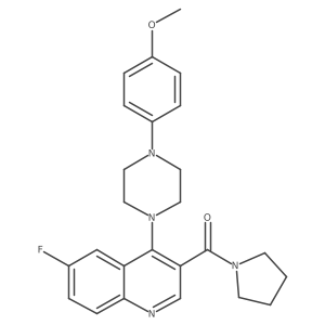 (6-Fluoro-4-(4-(4-methoxyphenyl)piperazin-1-yl)quinolin-3-yl)(pyrrolidin-1-yl)methanone结构式
