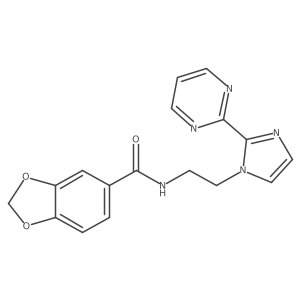 N-(2-(2-(pyrimidin-2-yl)-1H-imidazol-1-yl)ethyl)benzo[d][1,3]dioxole-5-carboxamide结构式