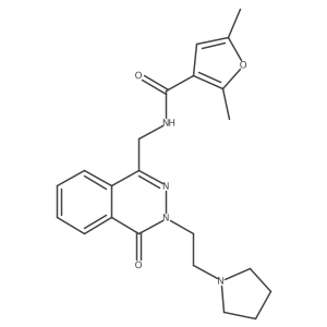 2,5-dimethyl-N-((4-oxo-3-(2-(pyrrolidin-1-yl)ethyl)-3,4-dihydrophthalazin-1-yl)methyl)furan-3-carboxamide结构式