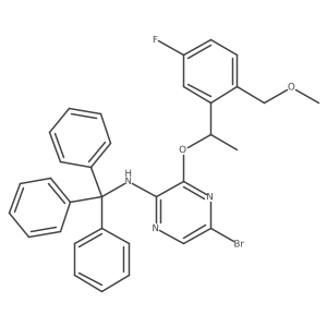 3-(1-(5-Fluoro-2-(methoxymethyl)phenyl)ethoxy)-5-bromo-N-tritylpyrazin-2-amine Structure