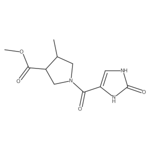 3-Pyrrolidinecarboxylic acid, 1-[(2,3-dihydro-2-oxo-1H-imidazol-4-yl)carbonyl]-4-methyl-, methyl ester结构式