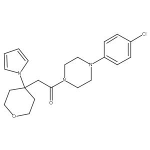 1-[4-(4-chlorophenyl)piperazin-1-yl]-2-[4-(1H-pyrrol-1-yl)tetrahydro-2H-pyran-4-yl]ethanone结构式