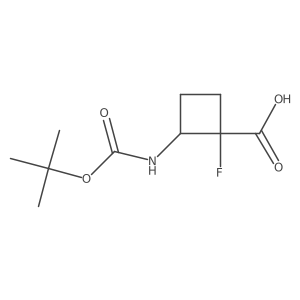 trans-2-((tert-Butoxycarbonyl)amino)-1-fluorocyclobutane-1-carboxylicacid结构式