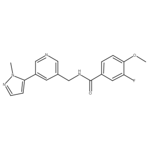 3-fluoro-4-methoxy-N-((5-(1-methyl-1H-pyrazol-5-yl)pyridin-3-yl)methyl)benzamide Structure