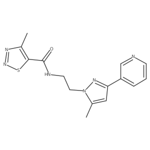 4-methyl-N-(2-(5-methyl-3-(pyridin-3-yl)-1H-pyrazol-1-yl)ethyl)-1,2,3-thiadiazole-5-carboxamide结构式