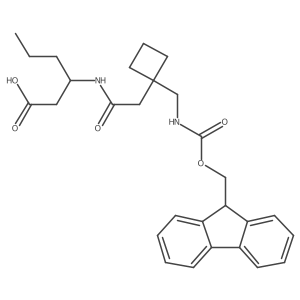(3R)-3-(2-{1-[({[(9H-fluoren-9-yl)methoxy]carbonyl}amino)methyl]cyclobutyl}acetamido)hexanoic acid Structure