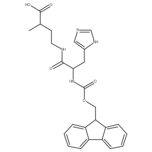 4-[(2S)-2-({[(9H-fluoren-9-yl)methoxy]carbonyl}amino)-3-(1H-imidazol-5-yl)propanamido]-2-methylbutanoic acid Structure