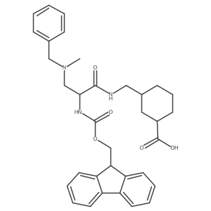 3-({3-[benzyl(methyl)amino]-2-({[(9H-fluoren-9-yl)methoxy]carbonyl}amino)propanamido}methyl)cyclohexane-1-carboxylic acid Structure