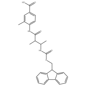 4-[3-({[(9H-fluoren-9-yl)methoxy]carbonyl}amino)-2-methylbutanamido]-3-methylbenzoic acid Structure
