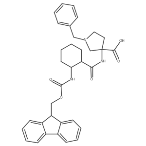 1-benzyl-3-[2-({[(9H-fluoren-9-yl)methoxy]carbonyl}amino)cyclohexaneamido]pyrrolidine-3-carboxylic acid Structure