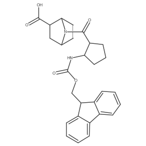 rac-(1R,2R,4S)-7-[2-({[(9H-fluoren-9-yl)methoxy]carbonyl}amino)cyclopentanecarbonyl]-7-azabicyclo[2.2.1]heptane-2-carboxylic acid Structure