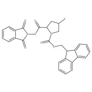 2-(1,3-dioxo-2,3-dihydro-1H-isoindol-2-yl) 1-(9H-fluoren-9-yl)methyl (2R,4R)-4-fluoropyrrolidine-1,2-dicarboxylate结构式