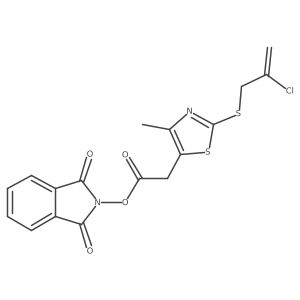 1,3-dioxo-2,3-dihydro-1H-isoindol-2-yl 2-{2-[(2-chloroprop-2-en-1-yl)sulfanyl]-4-methyl-1,3-thiazol-5-yl}acetate结构式