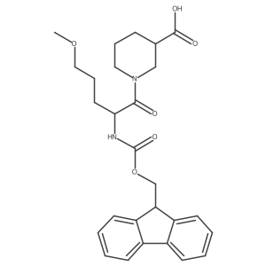 (3R)-1-[2-({[(9H-fluoren-9-yl)methoxy]carbonyl}amino)-5-methoxypentanoyl]piperidine-3-carboxylic acid结构式