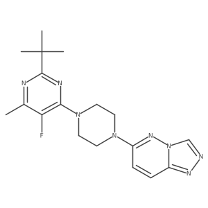 2-Tert-butyl-5-fluoro-4-methyl-6-(4-{[1,2,4]triazolo[4,3-b]pyridazin-6-yl}piperazin-1-yl)pyrimidine结构式
