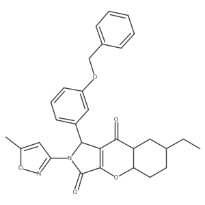 7-ethyl-2-(5-methyl-1,2-oxazol-3-yl)-1-(3-phenylmethoxyphenyl)-4a,5,6,7,8,8a-hexahydro-1H-chromeno[2,3-c]pyrrole-3,9-dione Structure