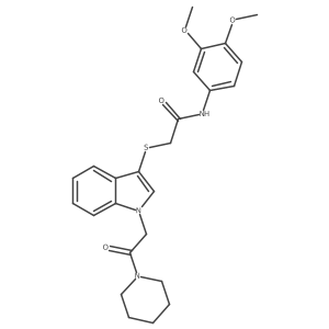 N-(3,4-dimethoxyphenyl)-2-((1-(2-oxo-2-(piperidin-1-yl)ethyl)-1H-indol-3-yl)thio)acetamide Structure