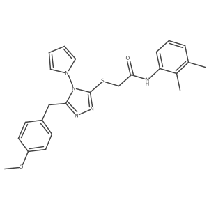 N-(2,3-dimethylphenyl)-2-((5-(4-methoxybenzyl)-4-(1H-pyrrol-1-yl)-4H-1,2,4-triazol-3-yl)thio)acetamide结构式