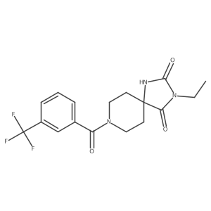 3-Ethyl-8-[3-(trifluoromethyl)benzoyl]-1,3,8-triazaspiro[4.5]decane-2,4-dione Structure