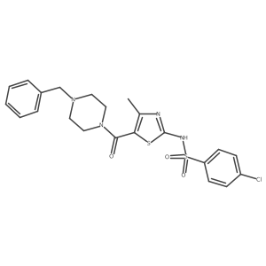 Benzenesulfonamide, 4-chloro-N-[4-methyl-5-[[4-(phenylmethyl)-1-piperazinyl]carbonyl]-2-thiazolyl]-结构式