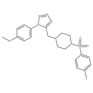 1-((4-fluorophenyl)sulfonyl)-4-((1-(4-methoxyphenyl)-1H-tetrazol-5-yl)methyl)piperazine结构式