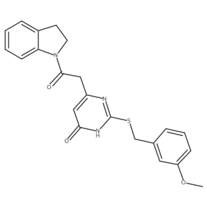 6-(2-(indolin-1-yl)-2-oxoethyl)-2-((3-methoxybenzyl)thio)pyrimidin-4(3H)-one Structure